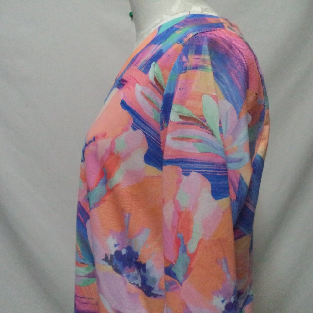 Soft Surroundings Felisa knit Floral tunic top blouse V-neck Size Sz Large Lg L - Picture 7 of 13